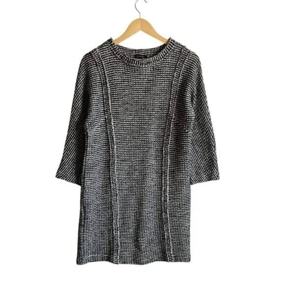 Massimo Dutti Shift Dress Medium Black & White Tweed - Picture 2 of 15